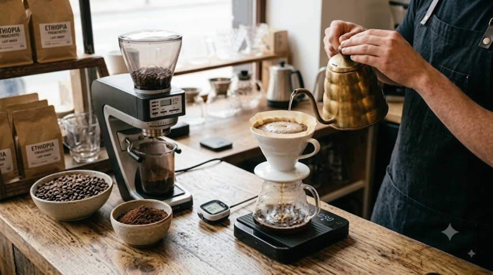 how to brew light roast pour-over coffee-grind size-water temp and recipe tips