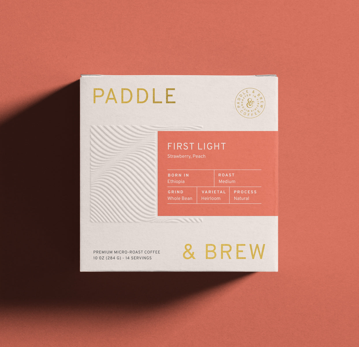 Bag of First Light Medium roast  speciality coffee beans from Ethiopia. Natural Processed. Strawberry and Peach notes.