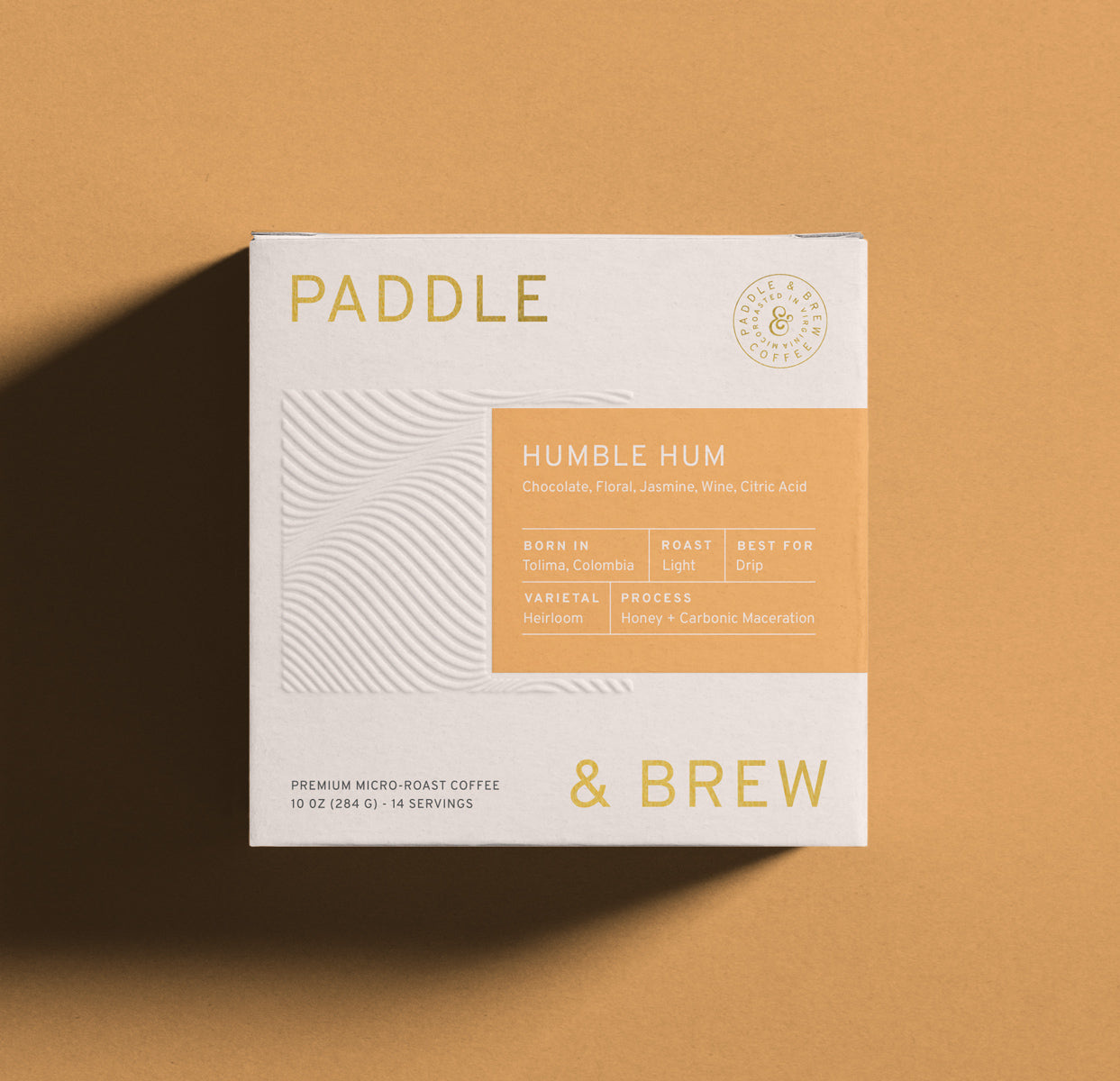 Bag of Humble Hum light roast coffee beans born in Colombia. Java ElEden specialty coffee.